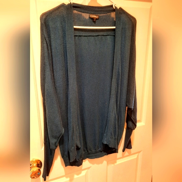 Express Blue Open Front Cardigan Sweater size Small - Picture 2 of 6